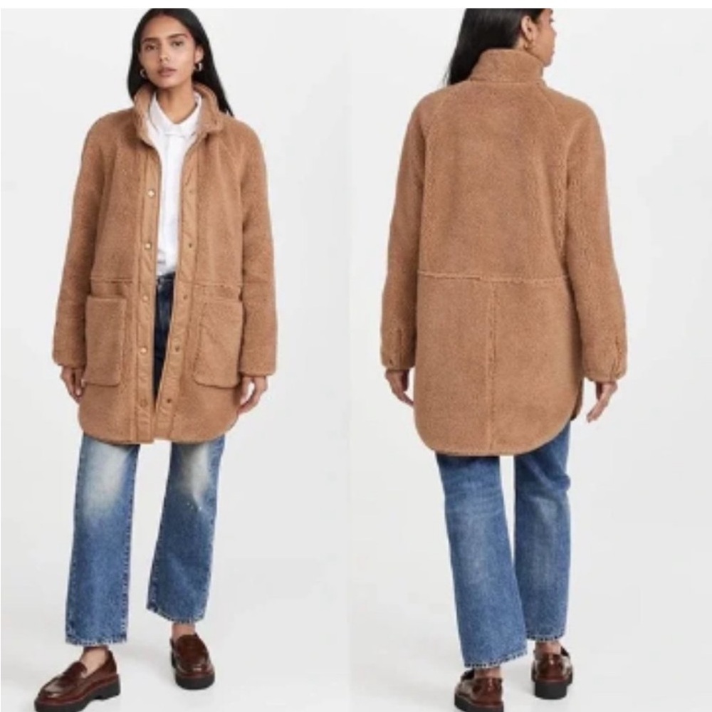 Veronica Beard Women's XL Sullie Teddy Brown Coat Sherpa High Pile Fleece